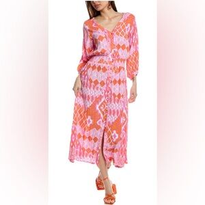 Vibrant Pink and Orange Maxi Dress